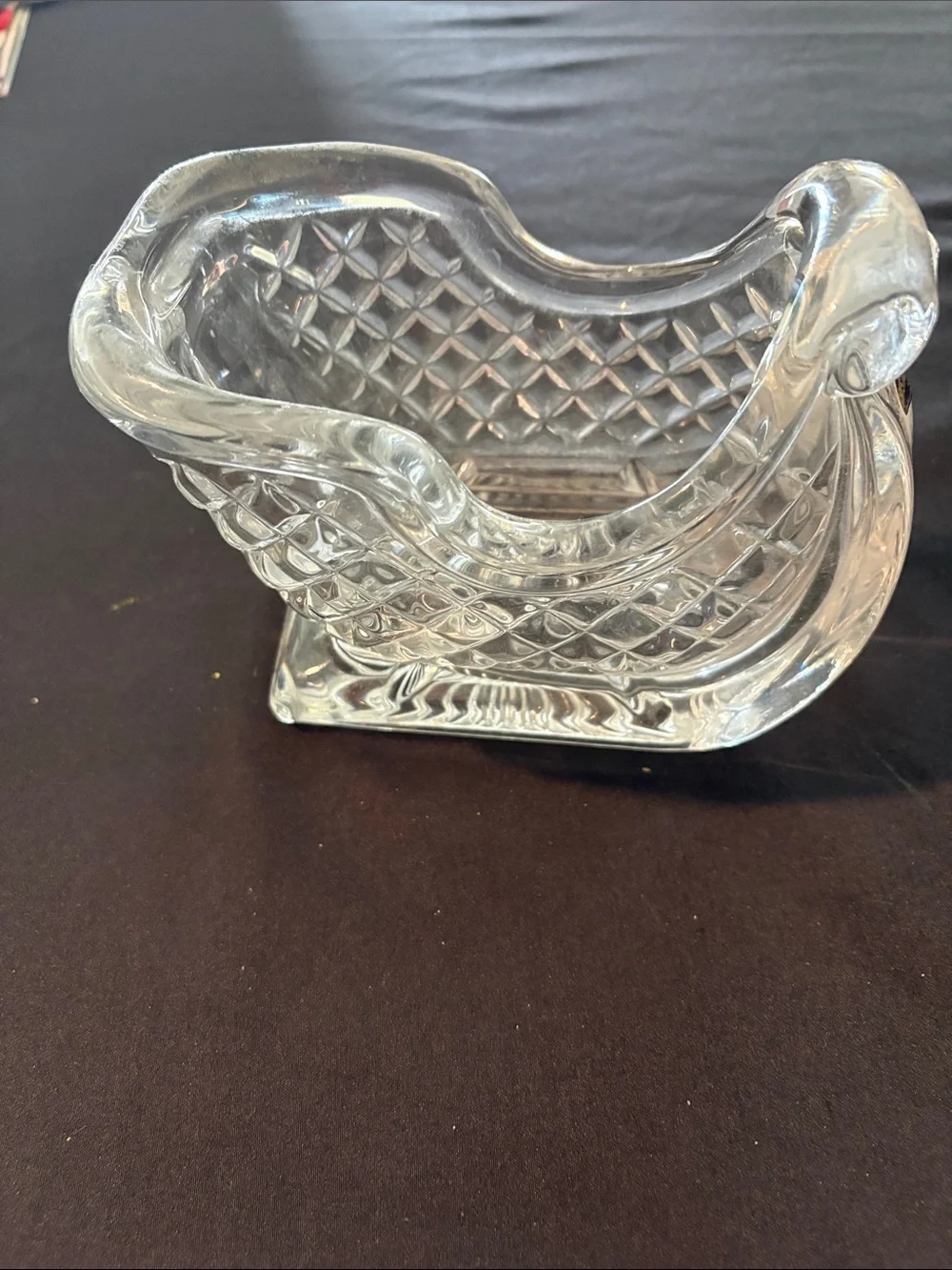 Clear Glass Decorative Sleigh Dish - Home Bath